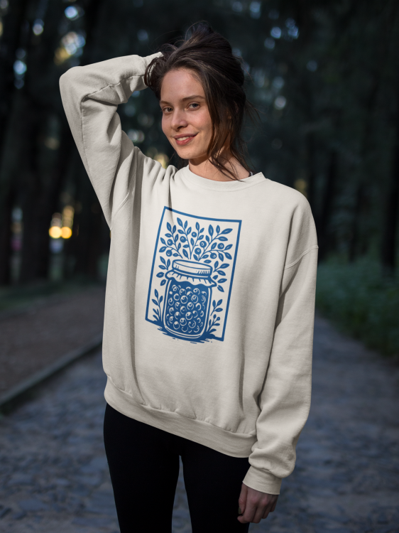 beautiful-happy-woman-wearing-a-crew-neck-sweatshirt-template-in-the-forest-a17917.png